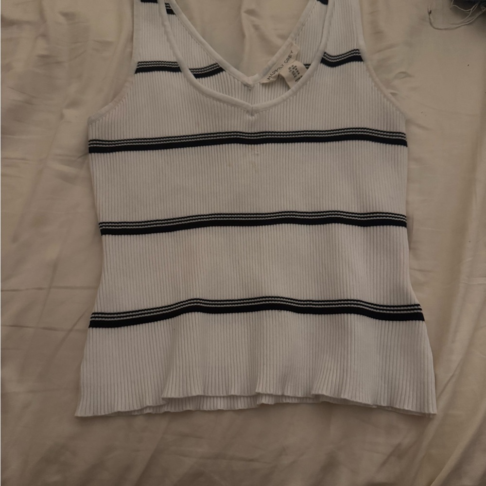Classic White and Black Striped Tank Top